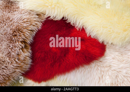 artificial fur carpets of different colors Stock Photo