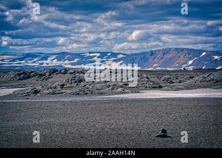 Askja Volcano and Viti crater with Lake Oskjuvatn Stock Photo