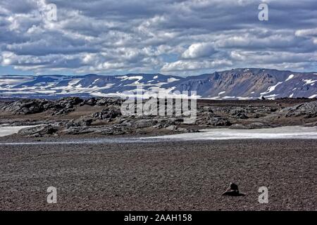 Askja Volcano and Viti crater with Lake Oskjuvatn Stock Photo