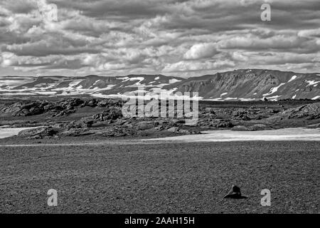 Askja Volcano and Viti crater with Lake Oskjuvatn Stock Photo