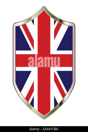 A typical crusader type shield with the British Union Jack flag Stock Vector