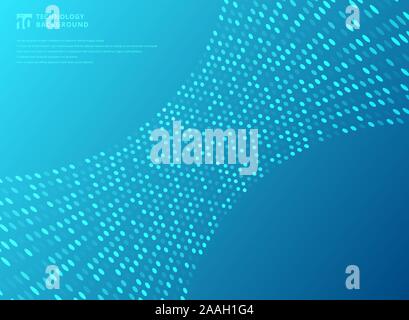 Abstract technology futuristic style dots neon pattern curve on blue background. Big data. Vector illustration Stock Vector