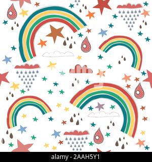 Seamless Terracotta pattern with  rainbows. Repeating pattern. Childish Design. Vector Illustration Stock Vector