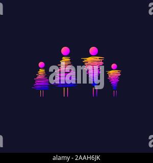 Family stick icon, gradient doodle people logo, vector sign Stock Vector