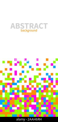 pixel background, color pixel pattern, colorful cover for brochure, vertical web tech banner, digital squares, abstract vector mosaic Stock Vector