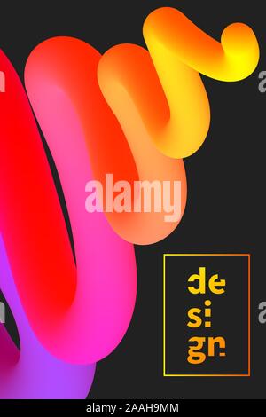 Liquid poster, digital wave, abstract blend background, vector template for music banner, fluid composition Stock Vector