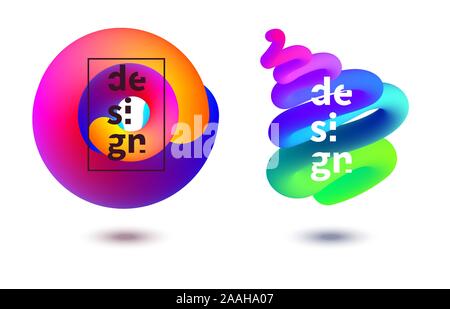 Blend shapes, set of digital frames, vector template for logo, liquid trendy graphic Stock Vector