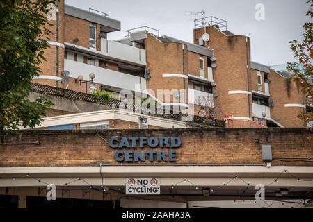 London, United Kingdom -  October 2019 : Sign above the entrance to the The Catford Centre in Lewisham Stock Photo