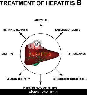 Treatment of hepatitis B. World Hepatitis Day. Infographics. Vector illustration on isolated background. Stock Vector