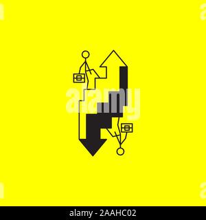 Arrow up and businessman, career ladder, vector concept Stock Vector