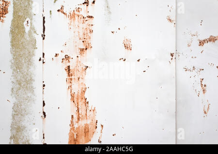 Rusted white metal wall texture, close-up frontal background photo Stock Photo