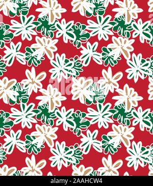 Christmas Floral seamless Pattern in Vector - It is suitable for prints, patterns, backgrounds, websites, wallpaper, crafts Stock Vector