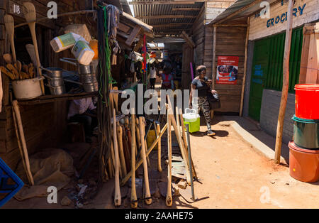 Agricultural equipment and tools for sale in Mzuzu market, Malawi Stock Photo