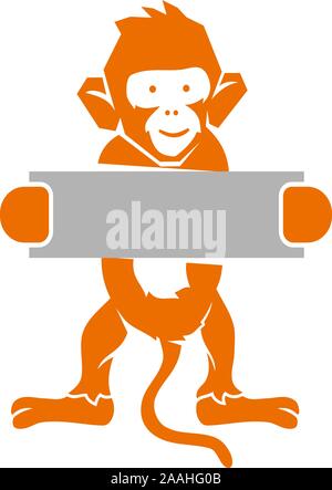 Monkey Logo Design Template Vector Illustration Isolated Stock Vector