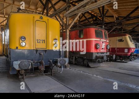 International locomotives, from left to right, Dutch electric locomotive 1211, OBB dual frequency locomotive, 1957, DB AG electric locomotive, class Stock Photo