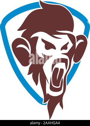Monkey Logo Design Template Vector Illustration Isolated Stock Vector