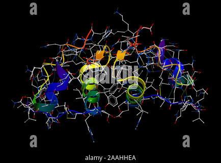 Insulin 3D molecular model Stock Photo