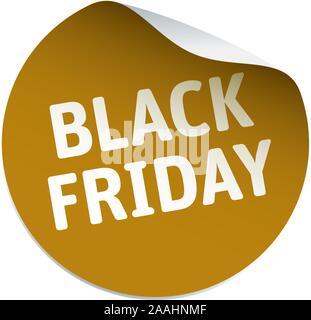 Round vector golden sticker and text Black Friday. Vector Illustration. Stock Vector