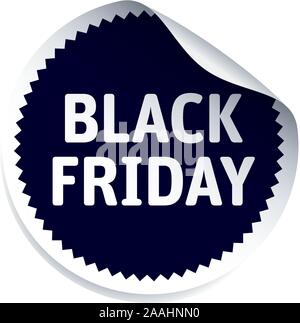 Round vector sticker and text Black Friday. Vector Illustration. Stock Vector