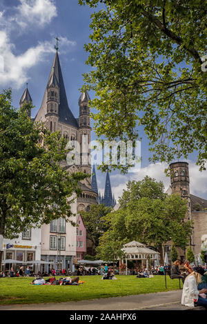 Church of Great St. Martin in old town, Cologne, Germany Stock Photo