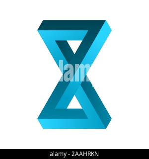Impossible infinite shape. Blue gradient eternity symbol. Vertical endless loop. Infinite object. Optical illusion. Abstract eternal geometric figure. Stock Vector