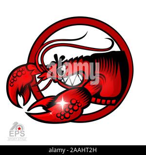 Crab in profile with bared teeth isolated on white. Logo for any sport team cancer Stock Vector