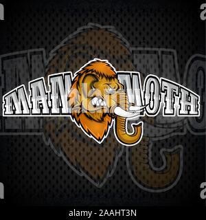 Mammoth head from the side view with bared teeth. Logo for any sport team Stock Vector