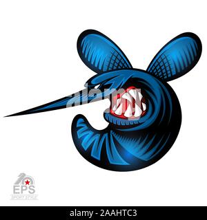 Mosquito insect in profile with bared teeth logo for any sport team isolated on white Stock Vector