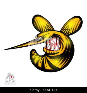 Wasp insect in profile with bared teeth logo for any sport team isolated on white Stock Vector