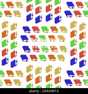 Different Books Seamless Pattern on White Background Stock Vector