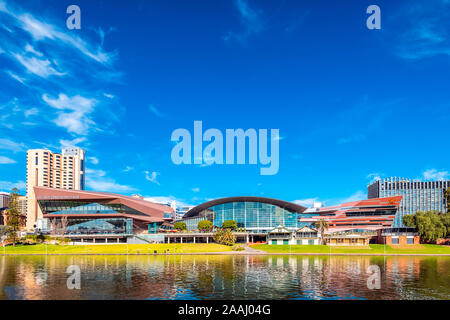 Adelaide CBD, South Australia - August 4, 2019: Adelaide Convention Centre building viewed across river Torrens on a bright day Stock Photo