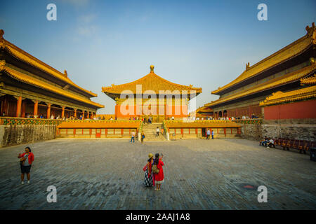 Impressions from Bei Jing, the great wall in Badaling, the Forbidden city, and Tian anmen square Stock Photo