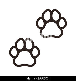 Paw prints sign isolated on white background Stock Photo