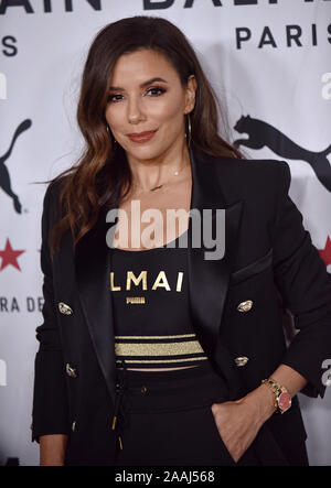 Los Angeles, United States. 22nd Nov, 2019. Eva Longoria arrives for the Puma x Balmain x Cara Delevingne launch party at Milk Studios in Los Angeles, California on Thursday, November 21, 2019. The event celebrates the launch of the fashion collection collaboration of Delevingne and the two brands. Photo by Chris Chew/UPI Credit: UPI/Alamy Live News Stock Photo