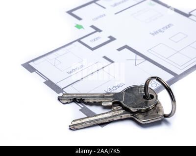 Floor plan with keychain of an apartment Stock Photo