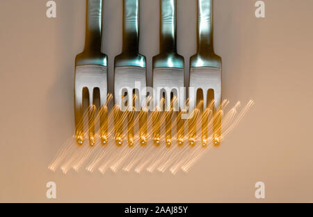 Sparkling forks Stock Photo
