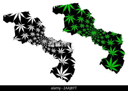 Aragua State (Bolivarian Republic of Venezuela, Federal Dependencies and Capital District) map is designed cannabis leaf green and black, Aragua map m Stock Vector