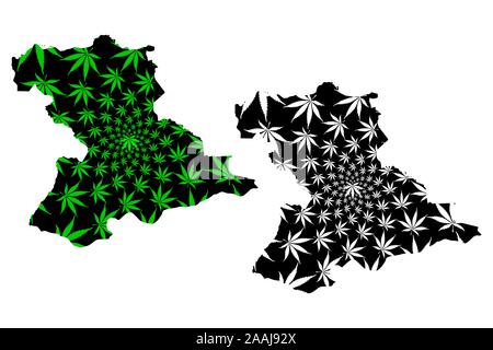 Anzoategui State (Bolivarian Republic of Venezuela, Federal Dependencies, Capital District) map is designed cannabis leaf green and black, Anzoategui Stock Vector