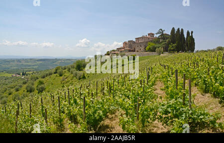 Cacchiano Castle in the Chianti Hills of central Tuscany near Brolio Stock Photo