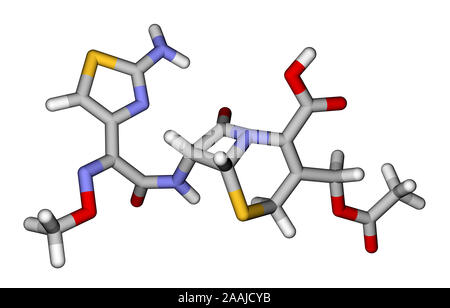 Cefotaxime, a cephalosporin antibiotic. Molecular structure Stock Photo