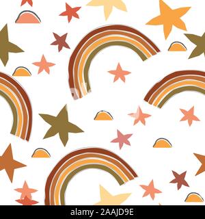 Seamless Terracotta pattern with rainbows. Stock Vector