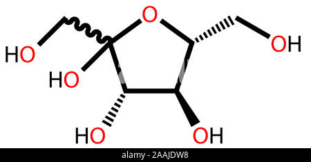 Fructose structural formula Stock Photo