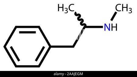 Methamphetamine structural formula Stock Photo