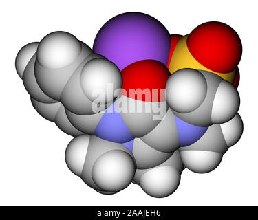 Metamizole, an analgesic and antipyretic drug. 3D molecular structure Stock Photo