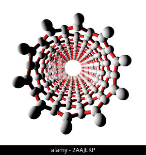 Carbon nanotube 3D isolated structure on white background Stock Photo ...
