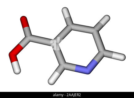 Niacin (vitamin B3 or PP) molecule Stock Photo