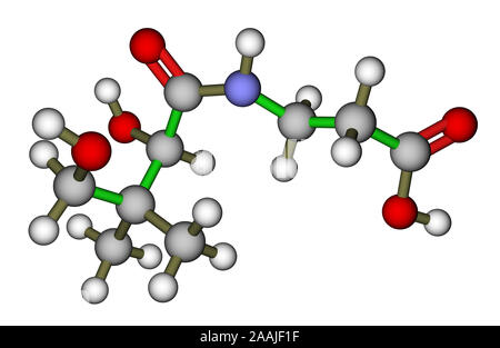 Pantothenic acid, vitamin B5, chemical formula and skeletal structure ...