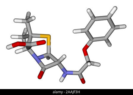 Penicillin V sticks molecular model Stock Photo