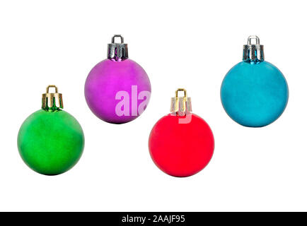 Four colored Christmas balls isolated on white background Stock Photo