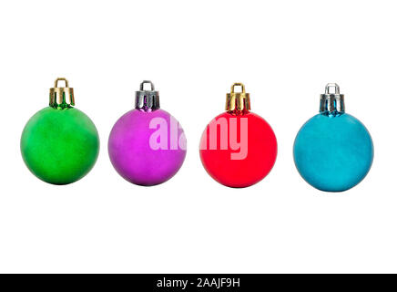 Four colored Christmas balls isolated on white background Stock Photo